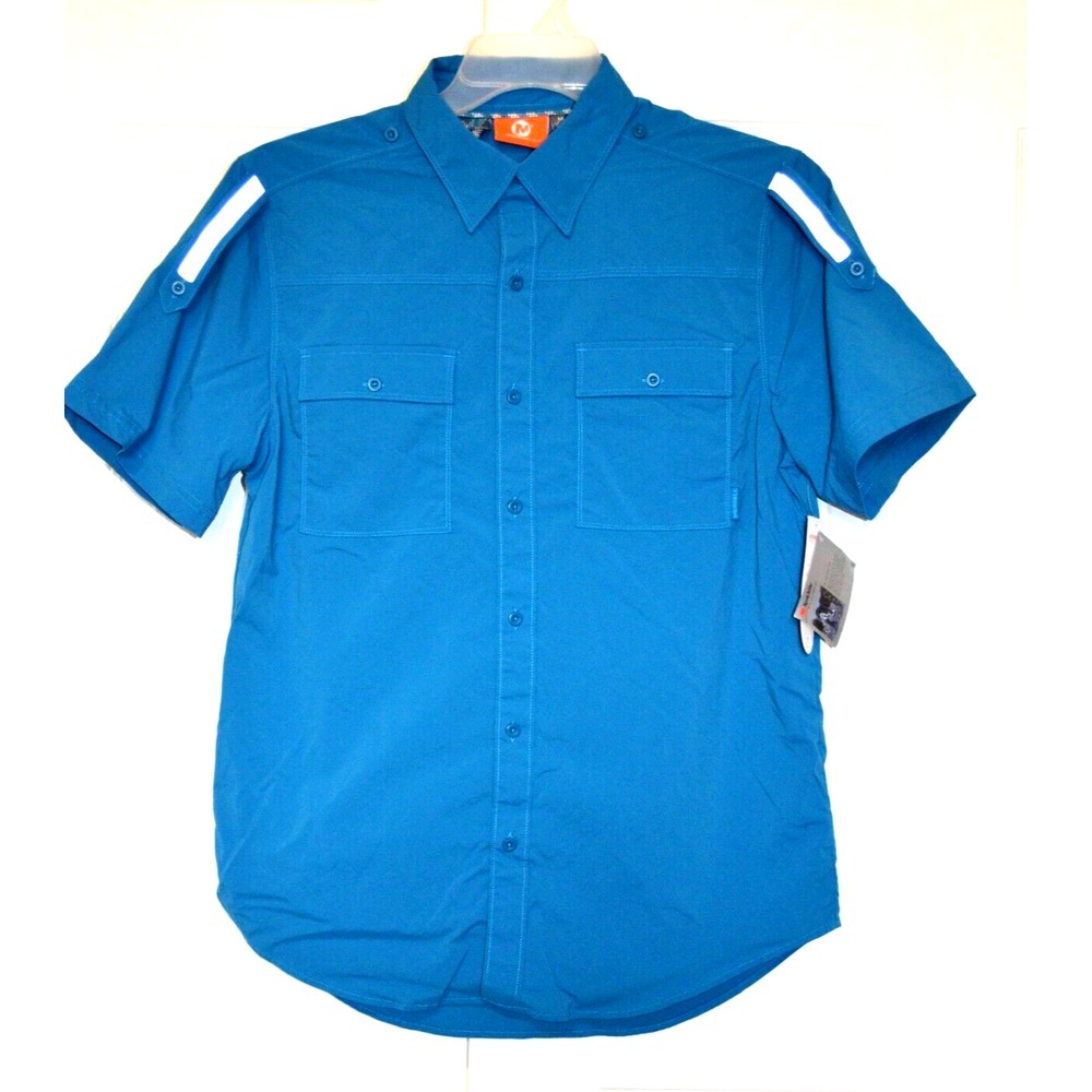 Merrell Scotchlite Adventura Blue Shirt Women's Size M Button Front Outdoors